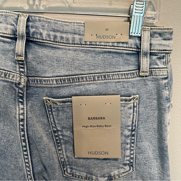 Hudson Barbara High Rise Baby Boot Flare Slit Hem Light Blue Front Seam Jeans - Picture 6 of 14